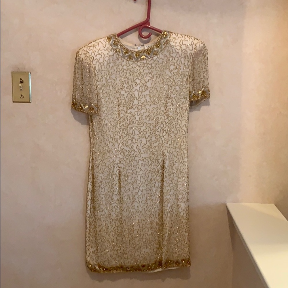 AJ BARI GOLD SEQUIN DRESS